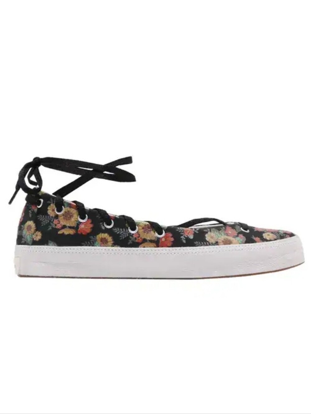 Converse Rina Bloom Lace Up Ankle Wrap Leather Ballet Flat Size 7.5 Floral RARE - Picture 2 of 9